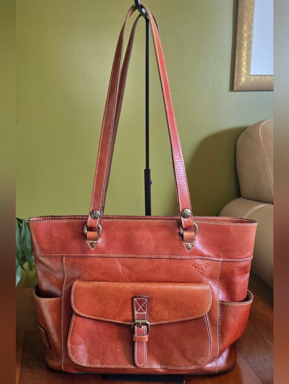 Patricia Nash Leather Bolsena Tote Brown Shoulder Bag Heritage Collection